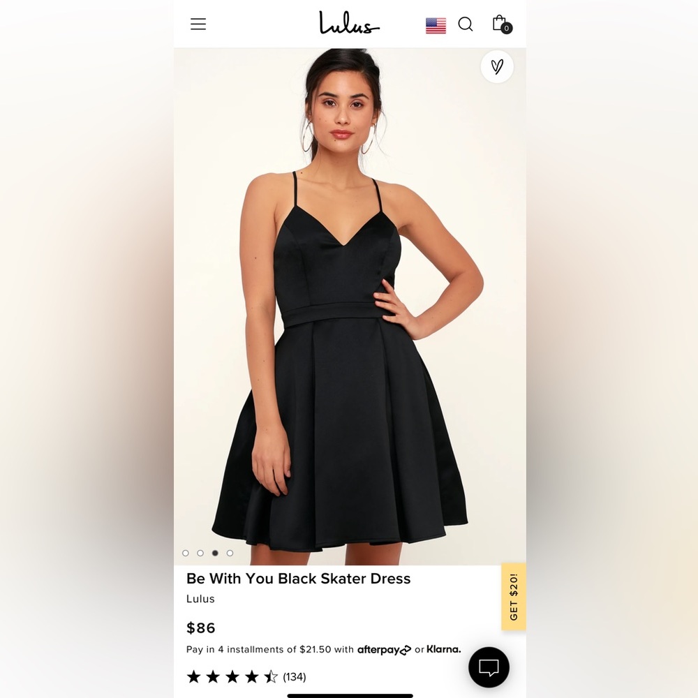Lulus Be With You Black Skater Satin Dress with 2 Side Pockets